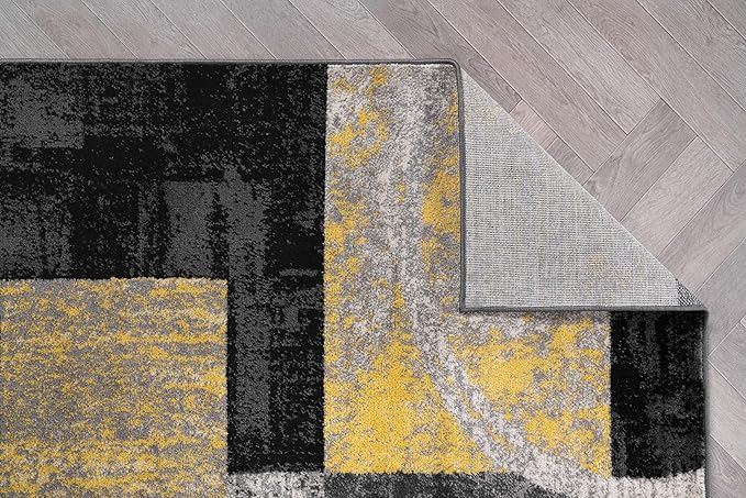 Rugshop Contemporary Circle Design Area Rug, Non-Shedding Carpet for Living Room, Bedroom, or Dining Room, Yellow, 10' x 14'