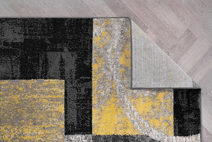 Rugshop Contemporary Circle Design Area Rug, Fade-Resistant Carpet for Bedroom, Dining Room, or Home Office, Yellow, 6'6" x 9'