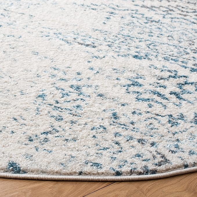 SAFAVIEH Tulum Collection Area Rug - 10' Round, Ivory & Turquoise, Moroccan Boho Tribal Design, Non-Shedding & Easy to Clean, Ideal for Living Room, Bedroom, Dining Space (TUL272E)
