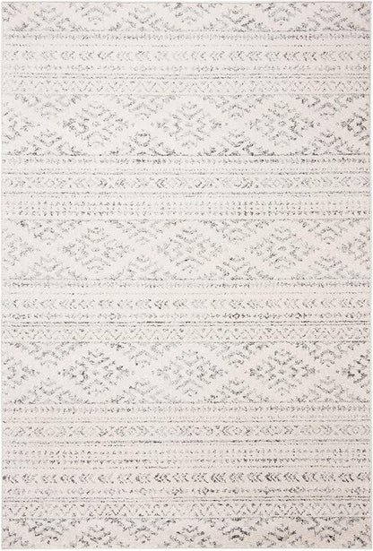 SAFAVIEH Area Rug 6x9 - Tulum Collection - Ivory & Grey, Moroccan Boho Tribal Design, Non-Shedding & Easy to Clean, Ideal for Living Room, Bedroom, Dining Space (TUL272A)