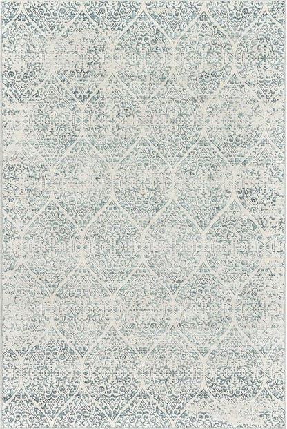 9x12 Area Rugs for Living Room, Stain Resistant Neutral Washable Rugs for Dining Room, Bedroom, Floral Vintage Non-Slip Extra Large Area Rug(Light Blue, 9'x12')