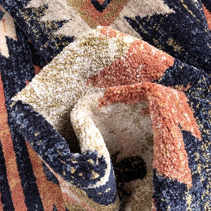 Well Woven Tulsa Lea Blue Traditional Southwestern Tribal 3x5 (3'11" x 5'3") Area Rug