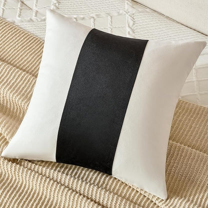 AmHoo Pack of 2 Velvet Panel Cotton Pillow Covers Decorative Pillowcase Cushion for Couch Sofa Bedroom 18 x 18-Inch Black