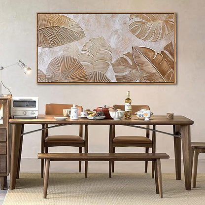 Minimalist Wall Art for Living Room - Beige Modern Wall Art | Large Framed Boho Canvas Painting | Contemporary Neutral Pictures for Bedroom Above Bed | Artwork Decor 24×48IN
