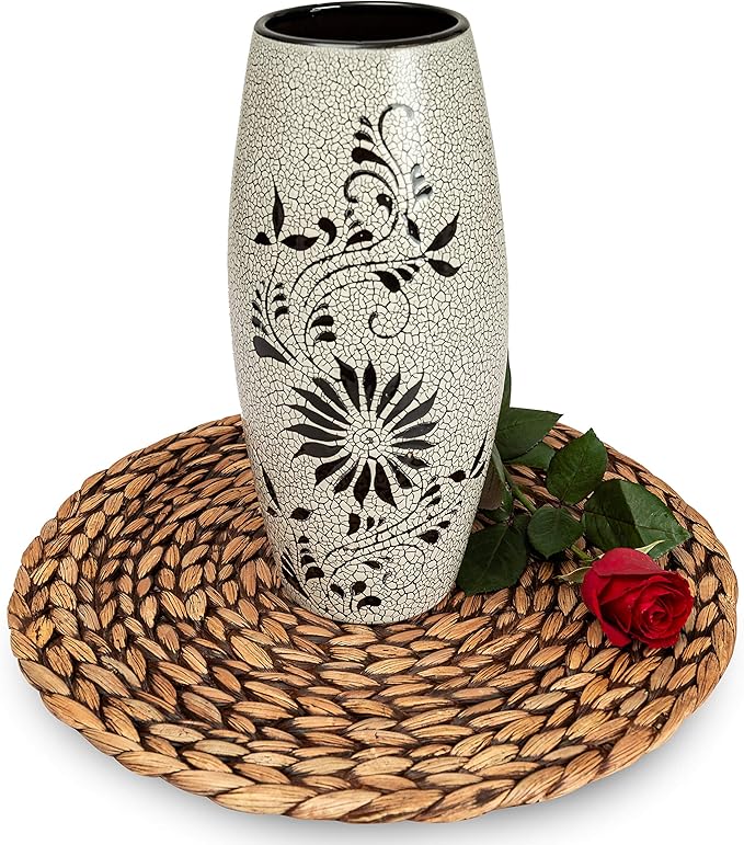 CENBOSS Woven Placemats (13.5" Set of 6, Brown Wash) Round Placemat, Wicker Place mats, Rattan Place mat, Plate Chargers