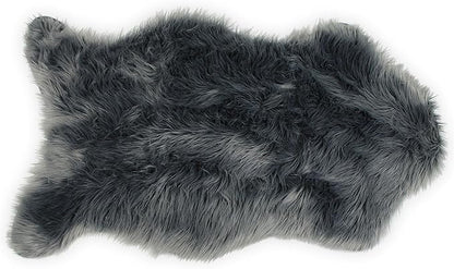 Nouvelle Legende Faux Fur Sheepskin Rug Single, Soft, Plush, Premium High-Pile Accent Rug for Bedrooms, Hallways & Living Spaces, Warm & Cozy, Faux Leather Backing, Easy Care, 23" x 40", Gray