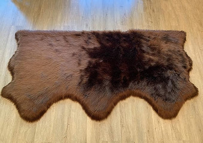 LAMBZY Faux Sheepskin Super Soft Hypoallergenic Silky Shag Rug for Living Room, Kids Room, Sofa (Triple Side by Side 3'x6', Brown)