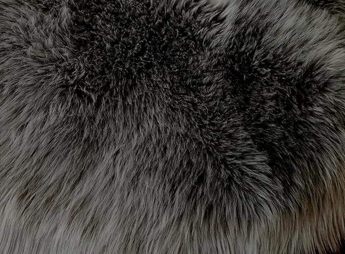 Free Shape Luxury Soft Fluffy Shag Area Rug Single Quarto 4 Pelts 4'x6',120x180 cm - Vegan Fur Ultra Soft Indoor Carpet Nursery Rugs for Bedroom Home Decor, Dark Grey
