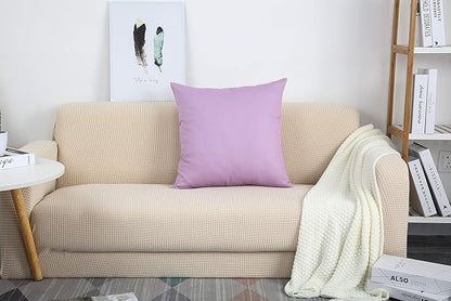 TangDepot Set of 2 Handmade Decorative Solid 100% Cotton Canvas Throw Pillow Covers/Cushion Covers, 45 Colors Available - (20"x20" 2 Pieces, Light Purple Lavende)