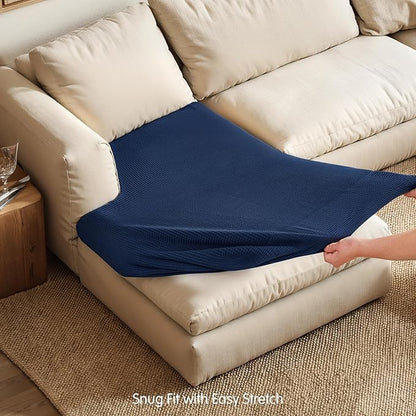 Hokway Stretch Chaise Cover Individual Couch Cushion Slipcovers Reversible Cushion Protector Slipcovers Sofa Cushion Protector Covers (Chaise Cover, Darkblue)