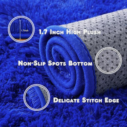 Ultra Fluffy Rug for Living Room Bedroom, 5x7 Fuzzy Large Area Rug for Living Room, Plush Soft Shag Carpet for Girl Boy Kids, Non Slip Rug Modern Indoor Home Decor Aesthetic, Royal Blue