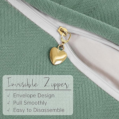 ZWJD Dusty Green Pillow Covers 26x26 Set of 2 Chenille Throw Pillow Covers with Elegant Design Soft and Luxurious Decorative Throw Pillows for Couch, Bed, and Home Decor