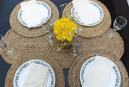 Chardin home Jute Braided Oval Table Runner | Boho Table Runner | Artisanal Center Piece for Table, Chests, Counter Tops and More | Handmade Natural Jute 13"x36"