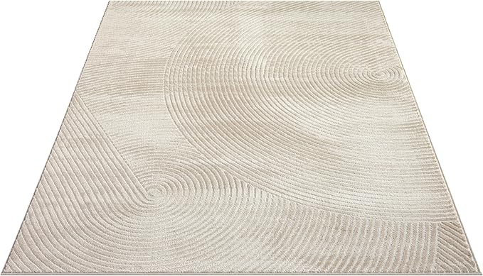 Abani Neutral Beige Area Rug 2' x 3' for Living Room, Bedroom - Zen Reiki Circles Pattern - Durable & Easy to Clean