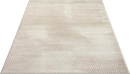 Abani Neutral Beige Area Rug 2' x 3' for Living Room, Bedroom - Zen Reiki Circles Pattern - Durable & Easy to Clean