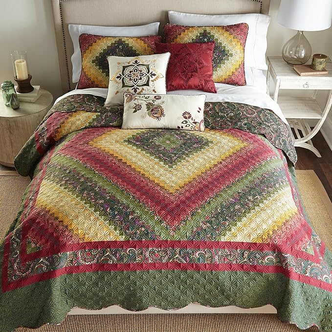 Donna Sharp Contemporary Polyester Quilt with Spice Postage Stamp Design - 1-Piece King Size Quilt, Machine Washable, Perfect for Any Decor Theme