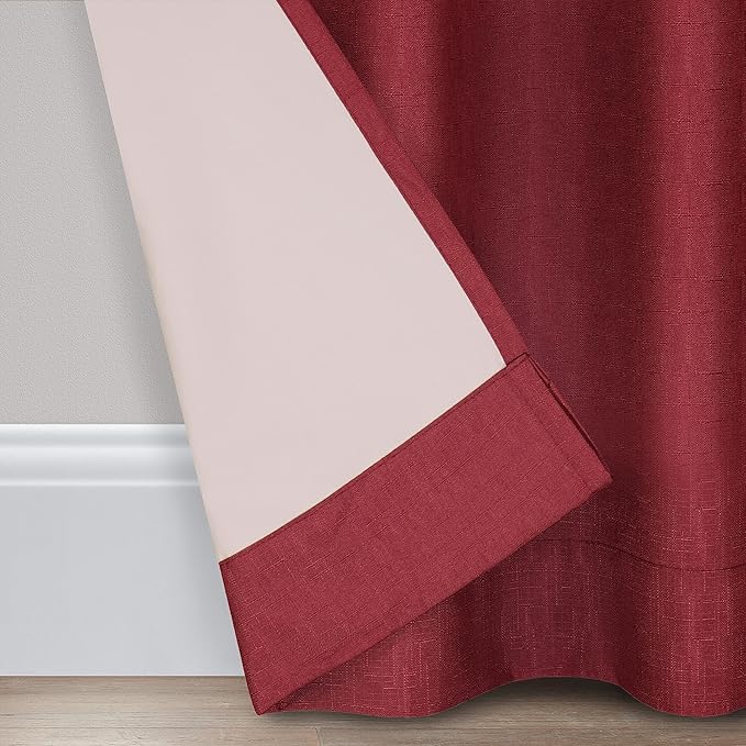 ECLIPSE Kendall Modern Blackout Thermal Rod Pocket Window Curtain for Bedroom or Living Room (1 Panel), 42" x 84", Ruby