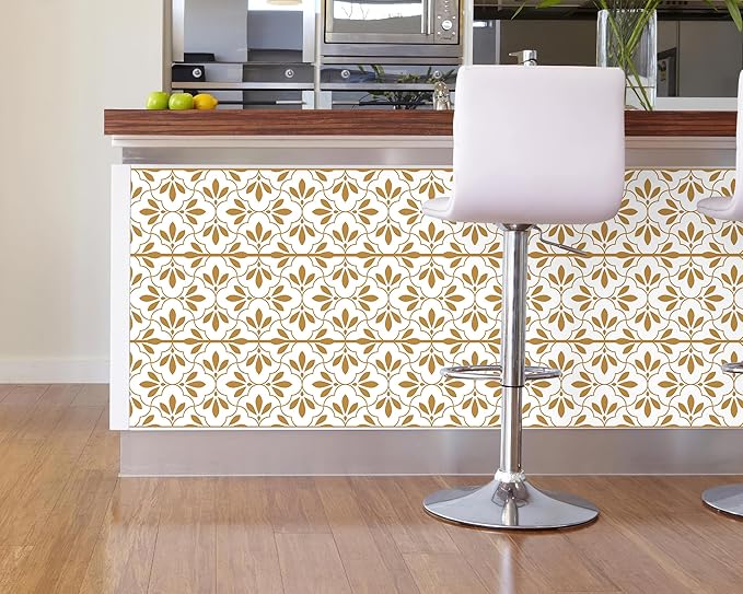 FLFK Wallpaper Border Gold and White Patterns Peel and Stick Wall Border Self Adhesive Wallpapers for Living Room Bedroom Kitchen Bathroom 10"x240"