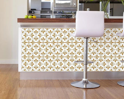 FLFK Wallpaper Border Gold and White Patterns Peel and Stick Wall Border Self Adhesive Wallpapers for Living Room Bedroom Kitchen Bathroom 8"x240"