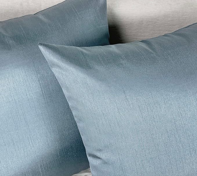 Aiking Home 20x20 Inches Faux Silk Square Throw Pillow Cover, Zipper Closure, Slate (Set of 2)