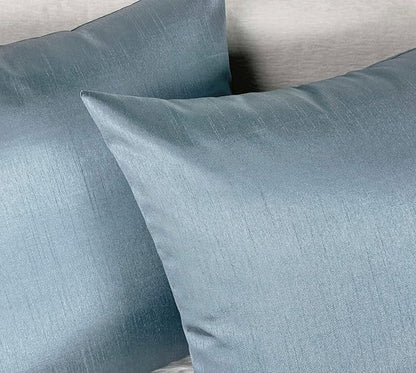 Aiking Home 20x20 Inches Faux Silk Square Throw Pillow Cover, Zipper Closure, Slate (Set of 2)