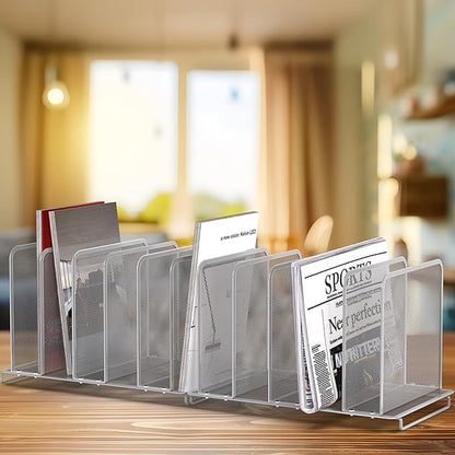 Simple Houseware 5 Section Upright File Sorter Organizer, Silver - 2 Pack