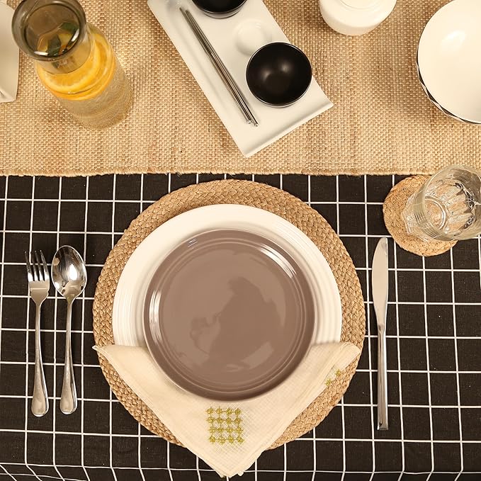 Eco Crave 13 Inch Round Woven Placemats Plate Chargers Set of 10, Boho Farmhouse Rustic Woven Place Mats for Dining Table Decor, Rattan Wicker Table Mats Jute Braided Chargers for Dinner Plates