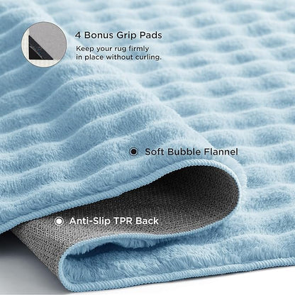 Bedsure 6x9 Fluffy Area Rugs for Living Room, Machine Washable Rugs, Non-Slip Backing, Non-Shedding, Pet Friendly Throw Rug for Bedroom Dining Room, Rug for Kids Room, Celestial Blue