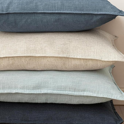Foindtower Set of 2, Decorative Linen Soild Throw Pillow Covers Soft Accent Cushion Euro Case Boho Farmhouse Pillowcase for Chair Couch Sofa Bedroom Living Room Home Decor 16 x 16 Inch Misty Blue