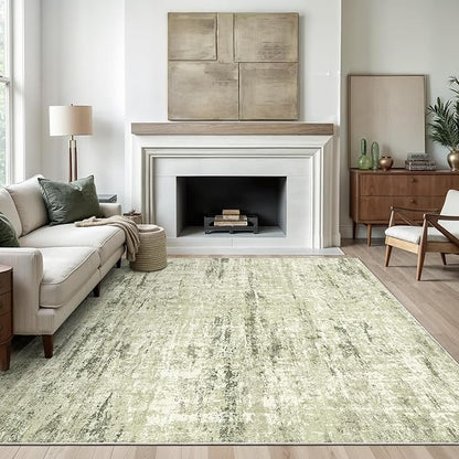 Valenrug Washable Rug 5x7 - Stain Resistant 5x7 Area Rugs for Living Room, Non Slip Backing Printed Rugs for Bedroom, Folable Machine Washable Area Rug(Green,5'x7')