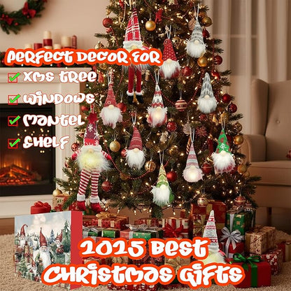 Gnome Christmas Advent Calendar 2025 Gifts Box for Adult Women Girls, 24 Day Christmas Countdown Calendar with Light-Up Handcraft Gnome Ornaments Decoration for Tree, Xmas Gifts for Women Girls Adults Friends