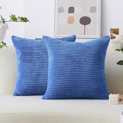 Home Brilliant Decorative Pillows Blue Square Pillow Cover Outdoor Throw Pillows 2 Packs Pillow Cases for Chair, 40cm, 16 x 16 Inch, Blue