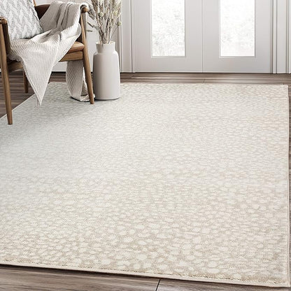 Abani Beige Cheetah Print 7'9"x10'2" Area Rug Rugs, Arto Collection - Contemporary Durable Accent Rug