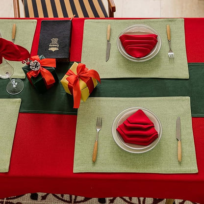 Home Brilliant Cloth Placemats Set of 6 Heat Resistant Dining Table Place Mats Kitchen Table Mats for Holiday Dinner Decor, Grass Green