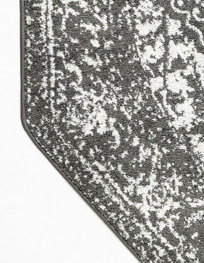 Rugs.com Arlington Collection Rug – 8 Ft Octagon Dark Grey Medium-Pile Rug Perfect for Living Rooms, Kitchens, Entryways