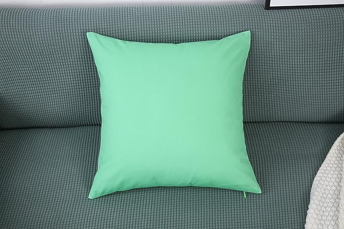 TangDepot Handmade Decorative Solid 100% Cotton Canvas Throw Pillow Covers/Cushion Covers, 45 Colors Available - (12" x 12" , Mint Green, 1 Count (Pack of 1))