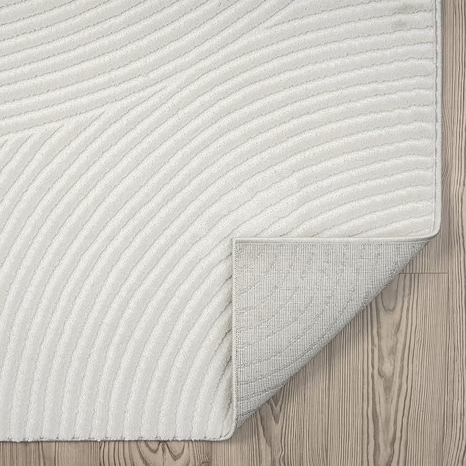 Abani Cream Area Rug for Living Room, Bedroom- Zen Reiki Pattern- 2'6" x 6' -Durable & Easy to Clean