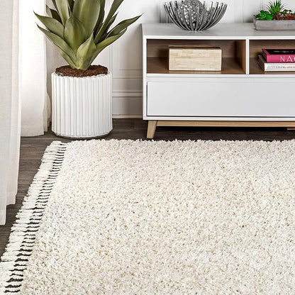 JONATHAN Y Mercer Shag Plush Tassel Cream Indoor Area Rug, 3x5, Contemporary, Modern, Easy-Cleaning for Living Room, Bedroom, Kitchen, Pet Friendly, Non-Shedding (MCR100D-3)