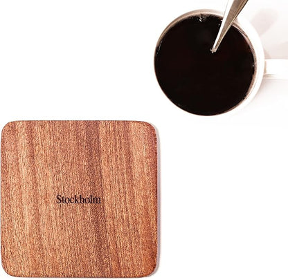 Stockholm Map Coaster by O3 Design Studio, Set Of 4, Sapele Wooden Coaster With City Map, Handmade