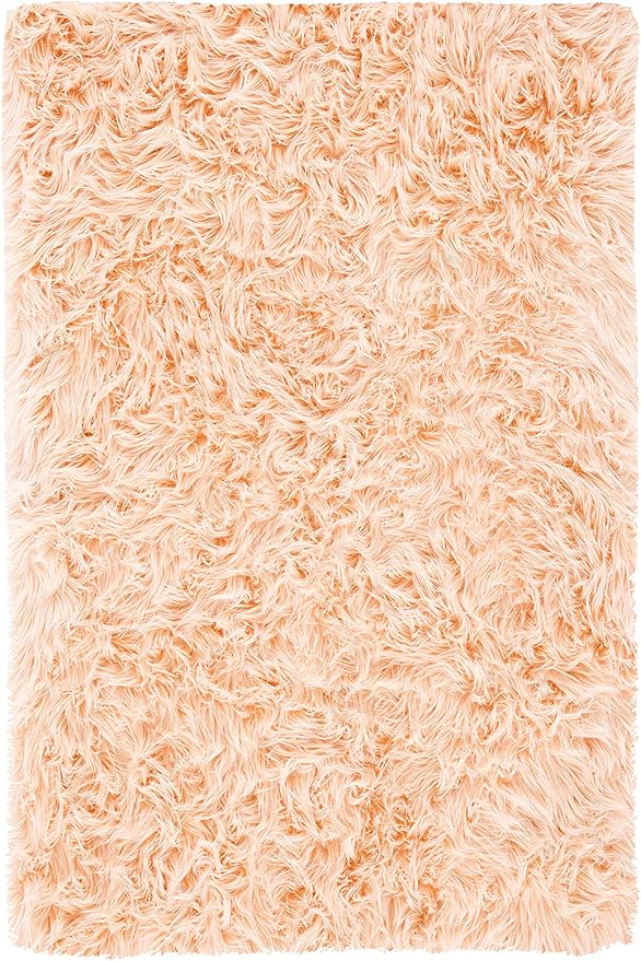 SAFAVIEH Faux Sheep Skin Collection 2'6" x 4' Light Pink FSS235U Silken Glam 2.35-inch Thick Accent Rug