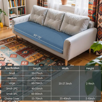 Hokway Couch Cushion Covers Stretch Cushion Covers Sofa Seat Cushion Slipcover Cushion Protector(DenimBlue, Large)