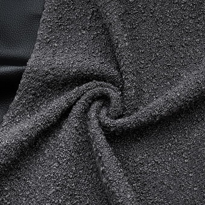 MIULEE Boucle Throw Pillow Covers 18x18 Inch Set of 2 Black Faux Leather Textured Decorative Pillow Cases Boho Farmhouse Accents Cushion Covers for Couch Bed Livingroom Home Decor
