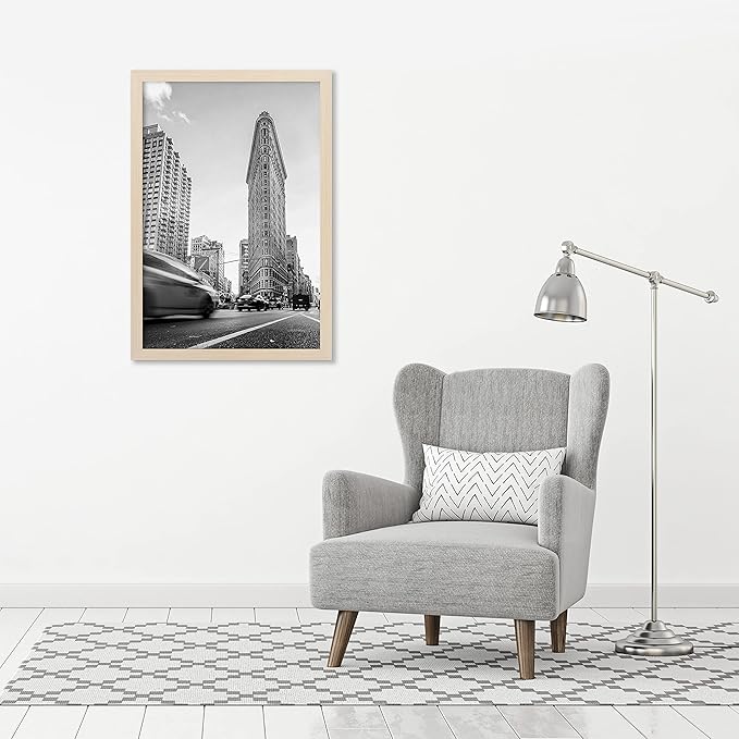 Americanflat 24x36 Poster Frame with Polished Plexiglass - Wide Picture Frames Made of Engineered Wood for Vertical or Horizontal Wall Display - Epic Collection - Light Wood