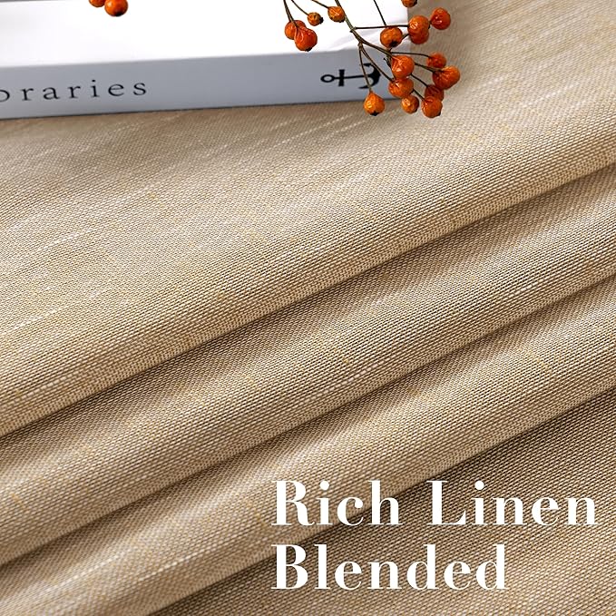 H.VERSAILTEX Linen Curtains Nickel Grommet Natural Linen Semi-Sheer Curtains 2 Panels Privacy Added Premium Soft Rich Material Drapes for Bedroom/Living Room - 52x54 - Inch - Taffy