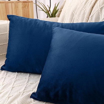 NiNi ALL Decorative Throw Pillow Covers Velvet 20x30 Inch Pack of 2 Dark Blue Cushion Covers Soft for Couch Sofa Bedroom Living Room Outdoor