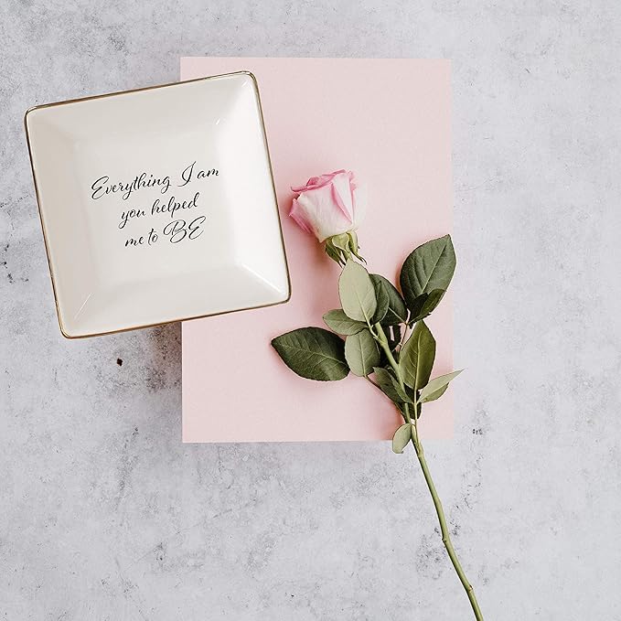 Simply Charmed Everything I am You Helped Me to Be Ceramic Jewelry Dish or Ring Holder – Christmas Gift for Mom from Daughter, Teacher Gift, Best Friend Gift