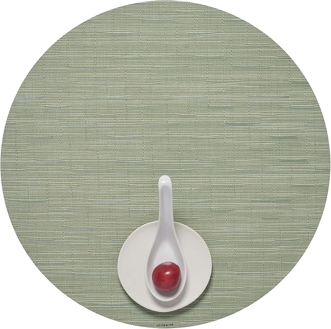 Chilewich Bamboo Placemats Set of 4 - Round Woven Placemats - Reusable, Stain-Resistant, Indoor/Outdoor Tabletop Protection - 15" - Spring Green