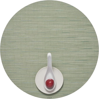Chilewich Bamboo Placemats Set of 4 - Round Woven Placemats - Reusable, Stain-Resistant, Indoor/Outdoor Tabletop Protection - 15" - Spring Green