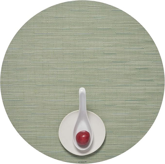Chilewich Bamboo Placemats Set of 4 - Round Woven Placemats - Reusable, Stain-Resistant, Indoor/Outdoor Tabletop Protection - 15" - Spring Green