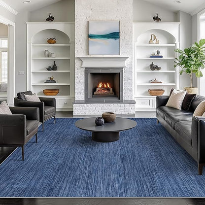 Valenrug Washable Rugs 6x9 - Non Slip 6x9 Area Rugs for Living Room, Stain Resistant Area Rugs for Bedroom, Foldable Machine Washable Area Rug(6'x9', Navy)